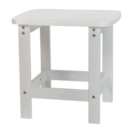 Flash Furniture Charlestown All-Weather Poly Resin Wood Adirondack Side Table in White JJ-T14001-WH-GG